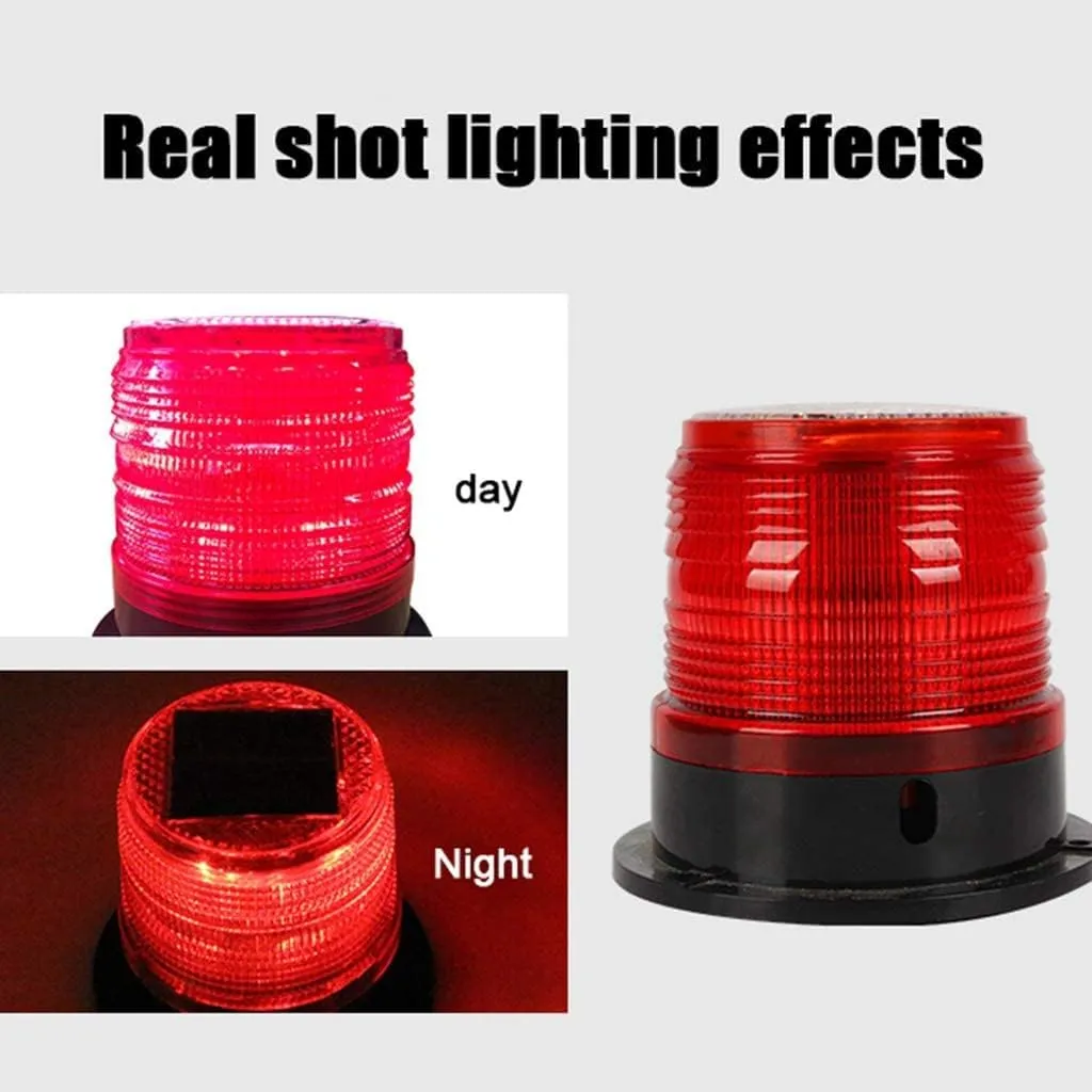 Solar Magnetic Led Strobe Warning Safety Flashing Light-Red