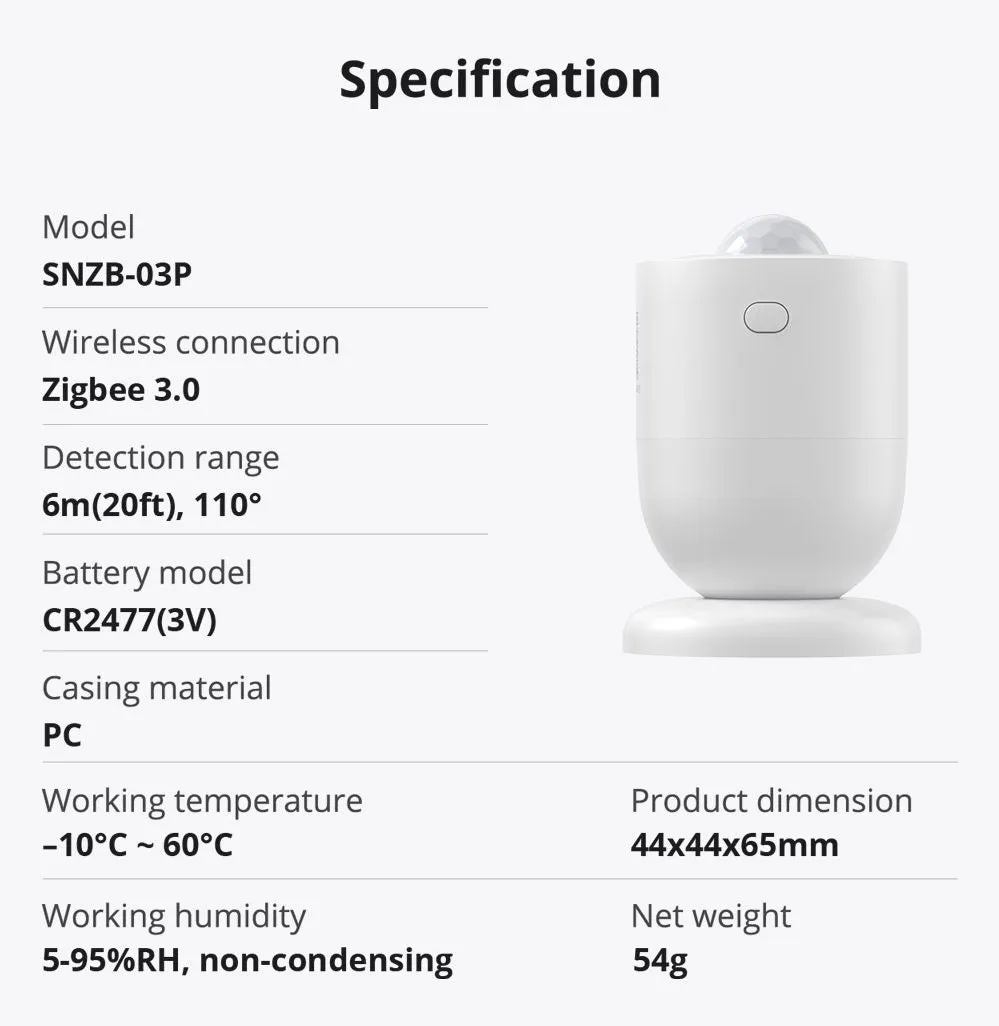 SONOFF Zigbee Motion Sensor (SNZB-03P)