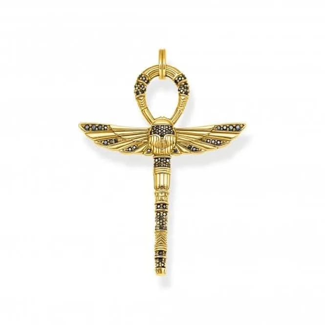 Sterling Silver Gold Plated Egyptian Cross Pendant PE741-414-11