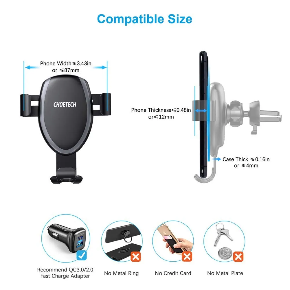 T536-S Air Vent Phone Holder Wireless Car Charger