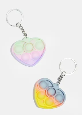 Tie Dye Heart Push Pop Keychain
