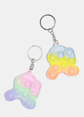 Tie Dye Robot Push Pop Keychain Fidget
