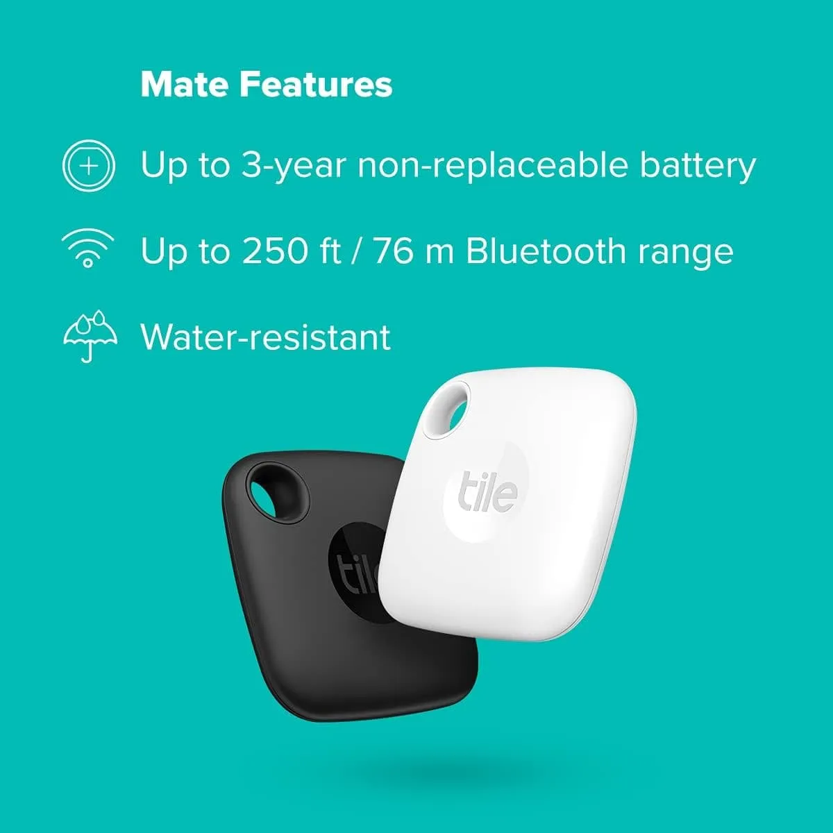 Tile Mate (2022) - Bluetooth Item Finder 2-Pack (Black/White) | 60m Range, Works with Alexa, Google Home, iOS & Android | Key & Remote Tracker