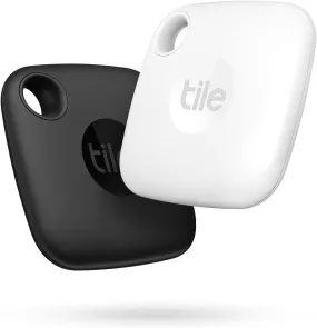 Tile Mate (2022) - Bluetooth Item Finder 2-Pack (Black/White) | 60m Range, Works with Alexa, Google Home, iOS & Android | Key & Remote Tracker