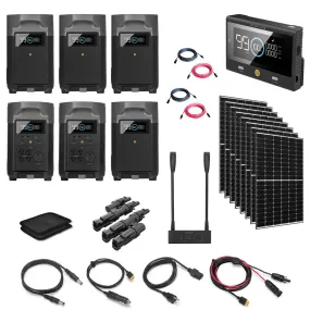 Total Off-Grid Solar Kit - 7.2kW 120/240V Output with 21.6kWh Lithium Battery Bank   8 x 335W Solar Panels | EcoFlow DELTA Pro