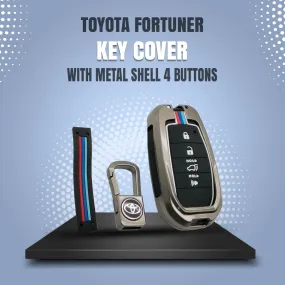 Toyota Fortuner Key Cover With Metal Shell 4 Buttons - Model 2016-2022