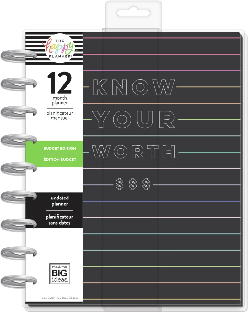 Undated Know Your Worth Budget Happy Planner - Classic Budget Planner - 12 Months