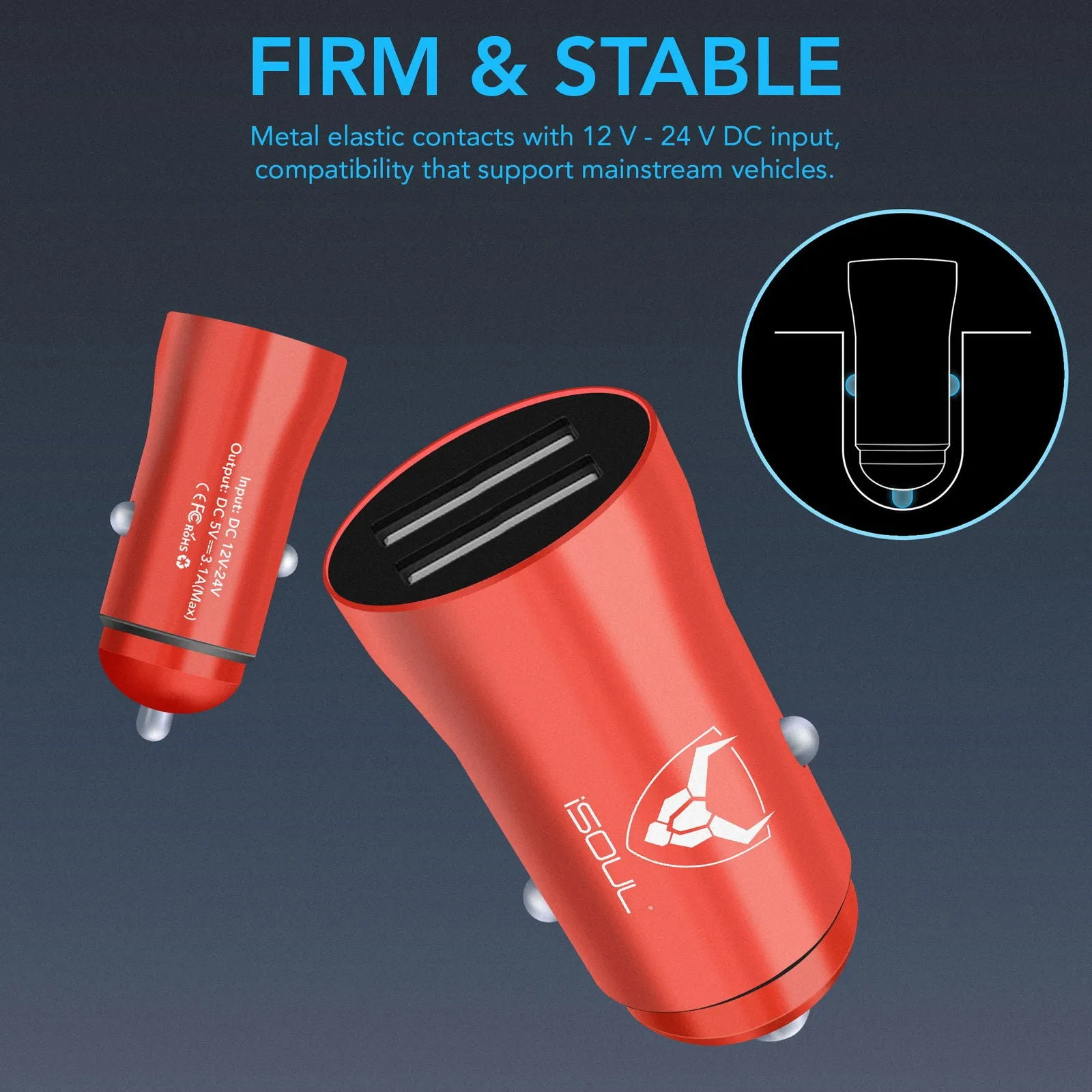 USB Car Charger Double Port Fast Charging Cigarette Lighter Adapter
