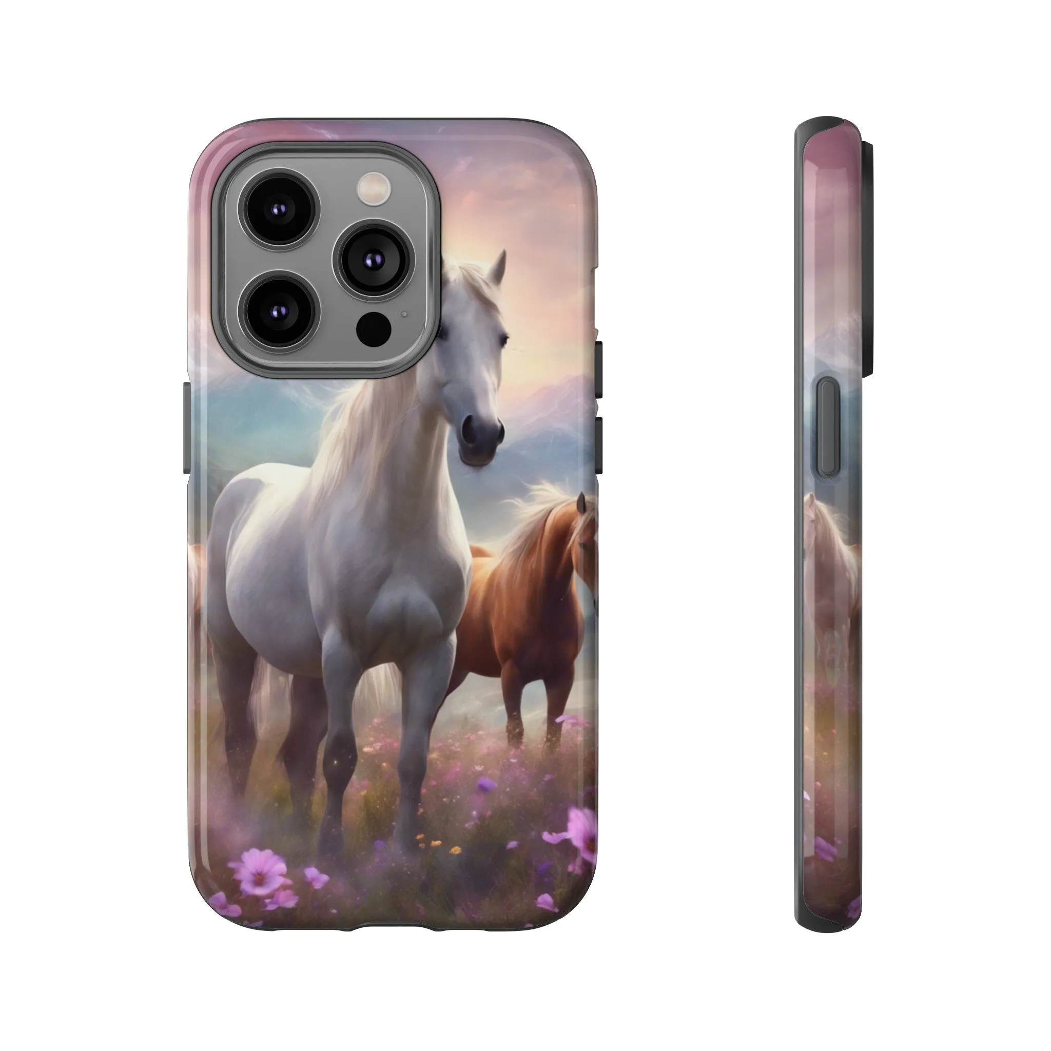 Wildflowers and Horses Tough Phone Case, Wildflowers, Wild Horses, Phone Case, Gift, Country Phone Case, Western Accessories