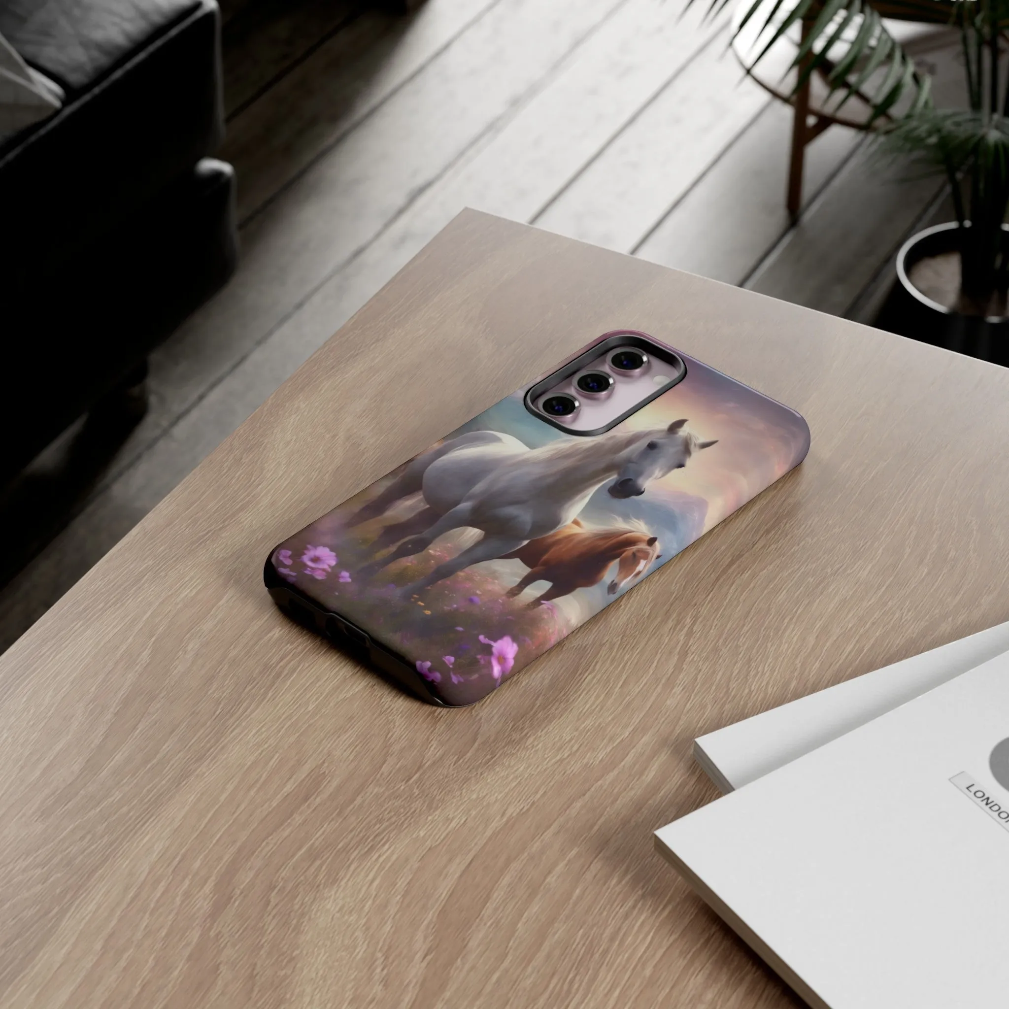 Wildflowers and Horses Tough Phone Case, Wildflowers, Wild Horses, Phone Case, Gift, Country Phone Case, Western Accessories
