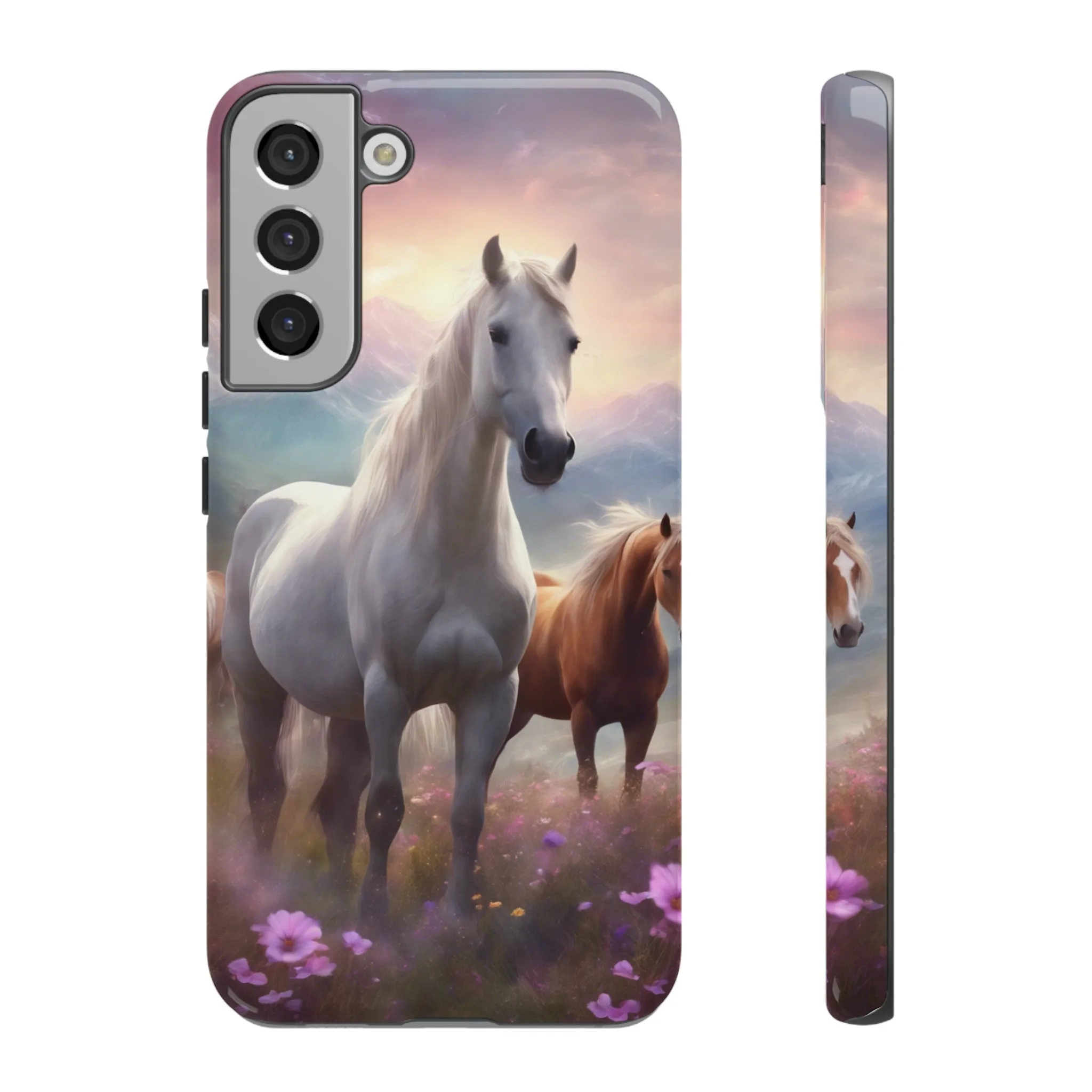 Wildflowers and Horses Tough Phone Case, Wildflowers, Wild Horses, Phone Case, Gift, Country Phone Case, Western Accessories