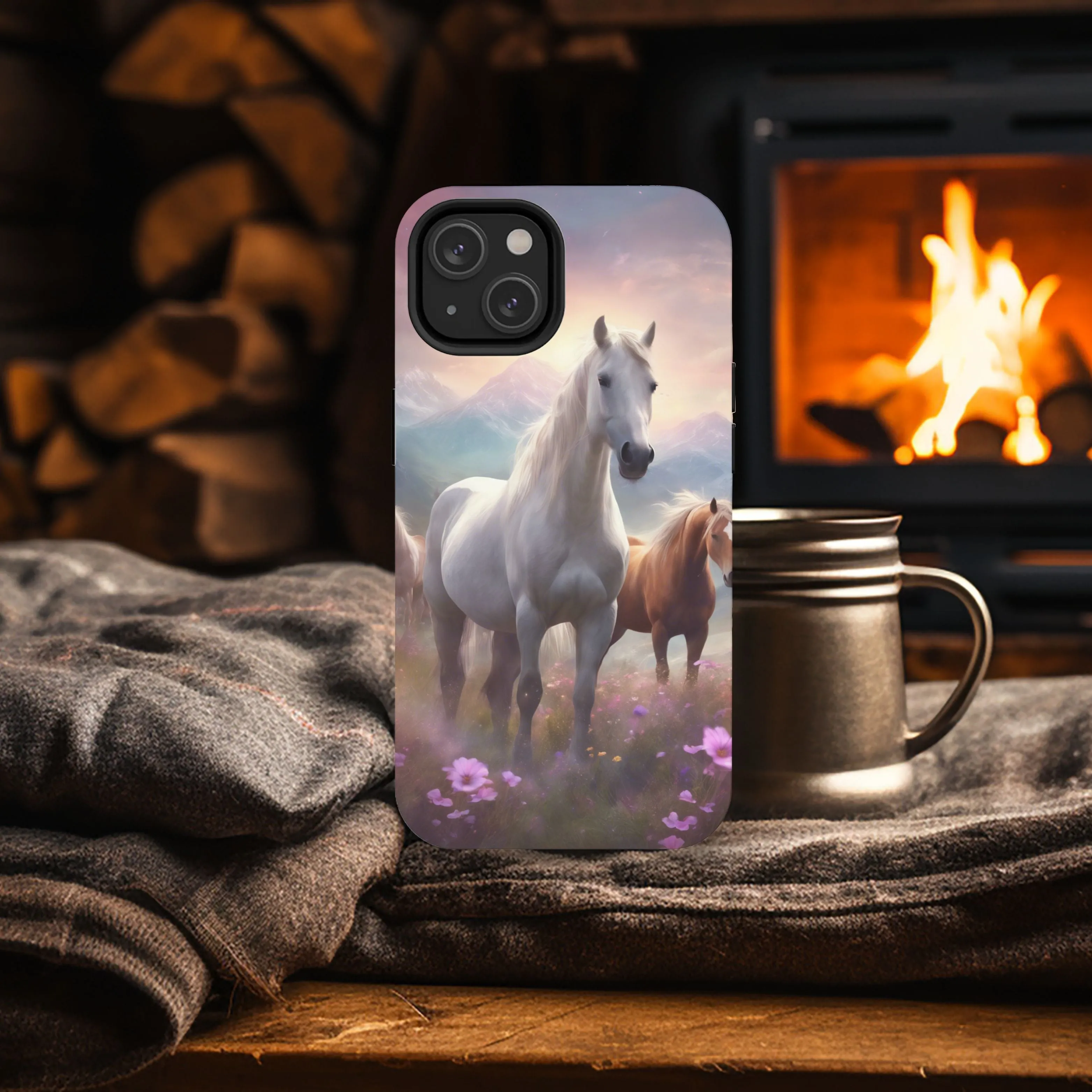 Wildflowers and Horses Tough Phone Case, Wildflowers, Wild Horses, Phone Case, Gift, Country Phone Case, Western Accessories