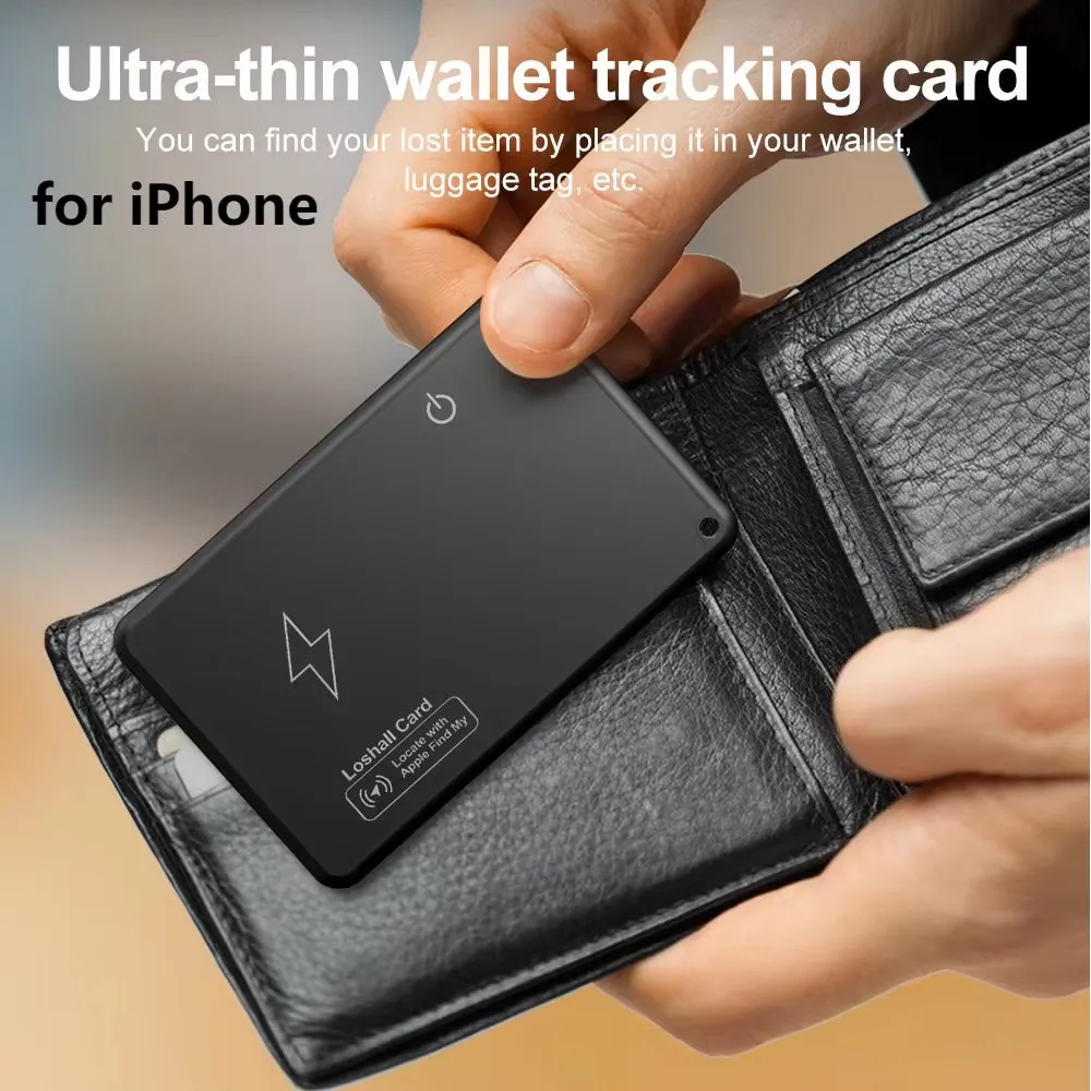 Wireless Charging GPS Tracker Card – Smart Mini Wallet Locator for iPhone Find My (AirTag Alternative)