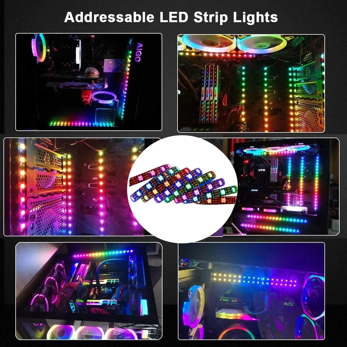 WS2812b RGB LED Strip 5V 3 Pin addressable LED headers PC for ASUS AURA SYNC / MSI Mystic Light Sync / GIGABYTE RGB Fusion 2.0