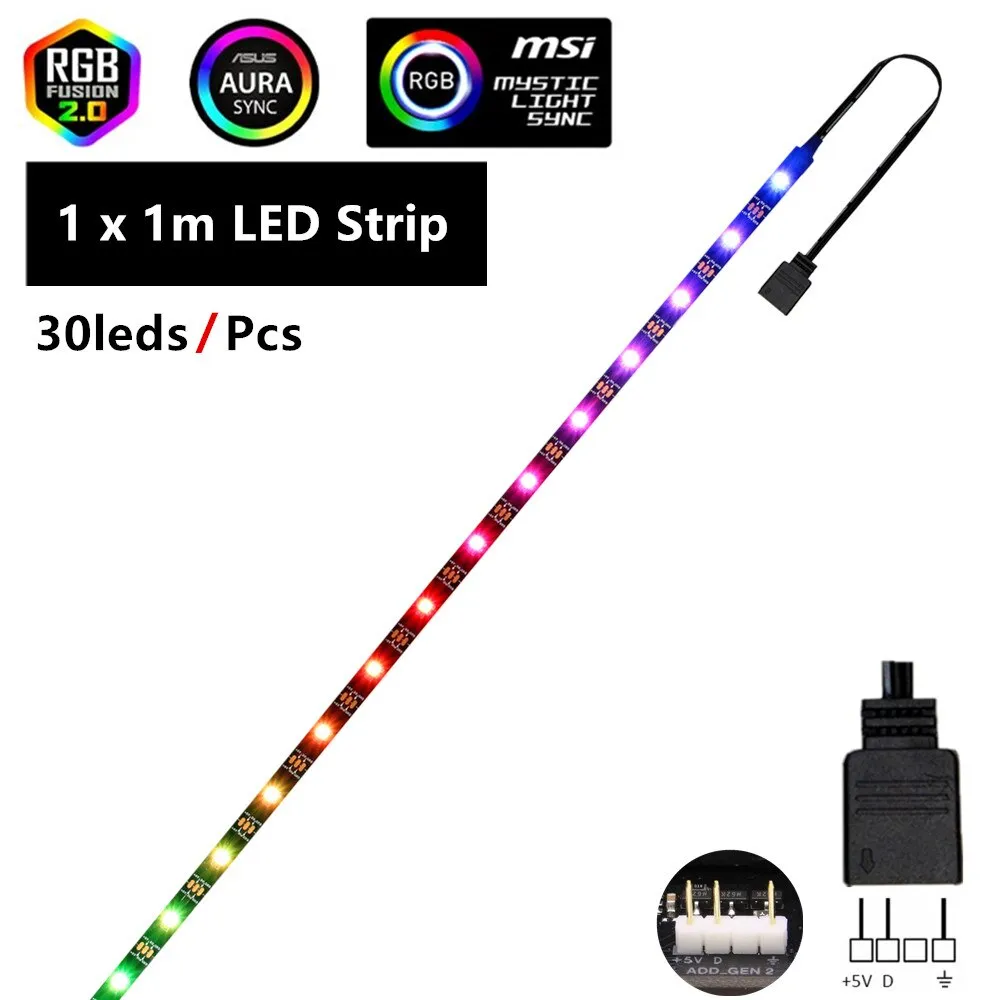 WS2812b RGB LED Strip 5V 3 Pin addressable LED headers PC for ASUS AURA SYNC / MSI Mystic Light Sync / GIGABYTE RGB Fusion 2.0