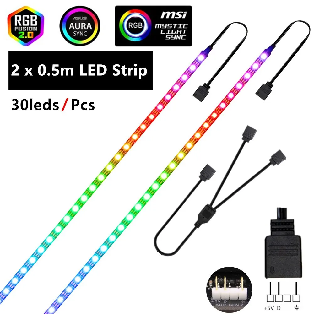 WS2812b RGB LED Strip 5V 3 Pin addressable LED headers PC for ASUS AURA SYNC / MSI Mystic Light Sync / GIGABYTE RGB Fusion 2.0