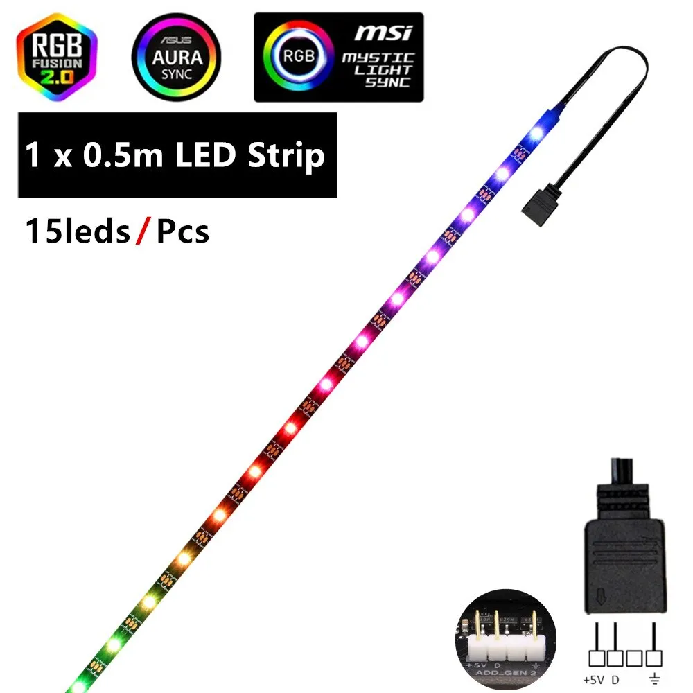 WS2812b RGB LED Strip 5V 3 Pin addressable LED headers PC for ASUS AURA SYNC / MSI Mystic Light Sync / GIGABYTE RGB Fusion 2.0