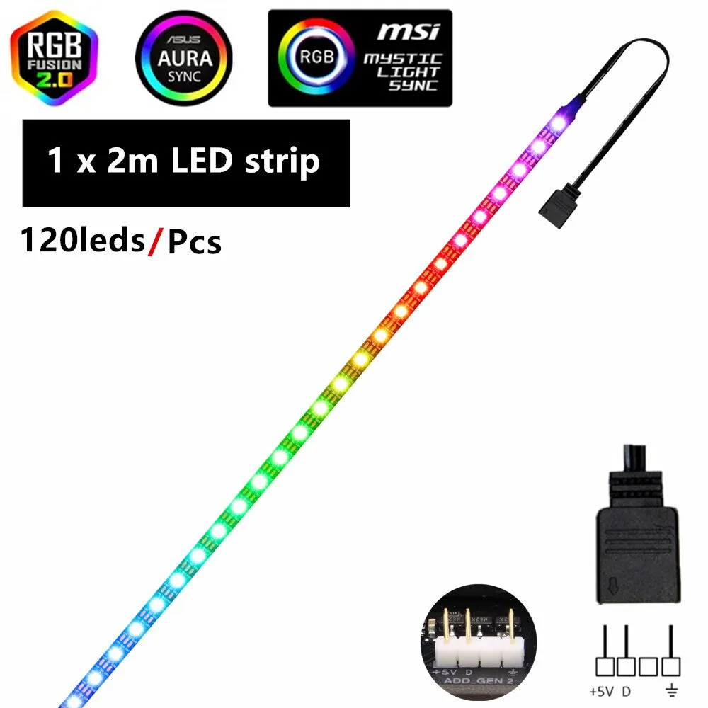 WS2812b RGB LED Strip 5V 3 Pin addressable LED headers PC for ASUS AURA SYNC / MSI Mystic Light Sync / GIGABYTE RGB Fusion 2.0